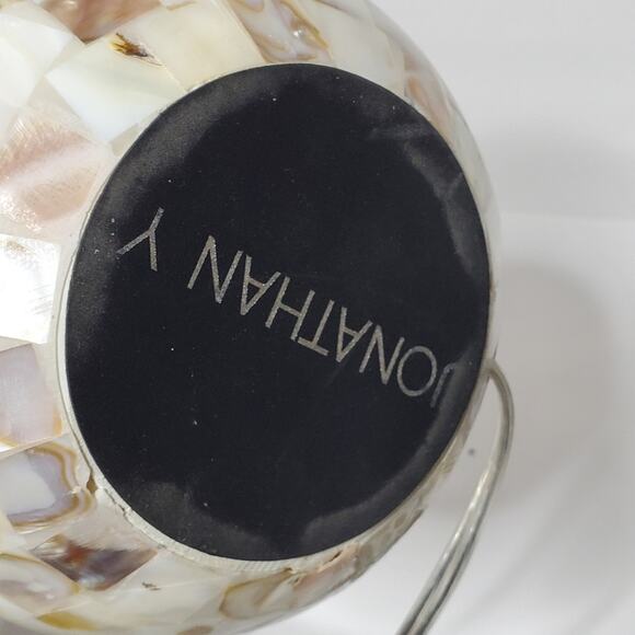 Jonathan Y White and Tan Marbled ceramic electric table lamp 21" Tall - Picture 4 of 6